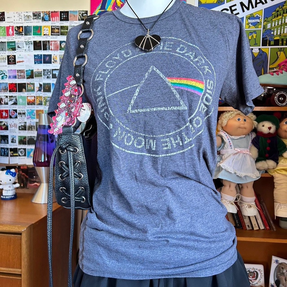 Pink Floyd Heather Gray Tee with Rainbow Prism Accent